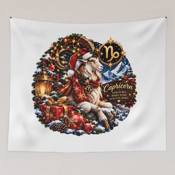 Item preview, Capricorn Goat Santa Hat Christmas Zodiac Gift designed and sold by Zodiac Celestial Art.