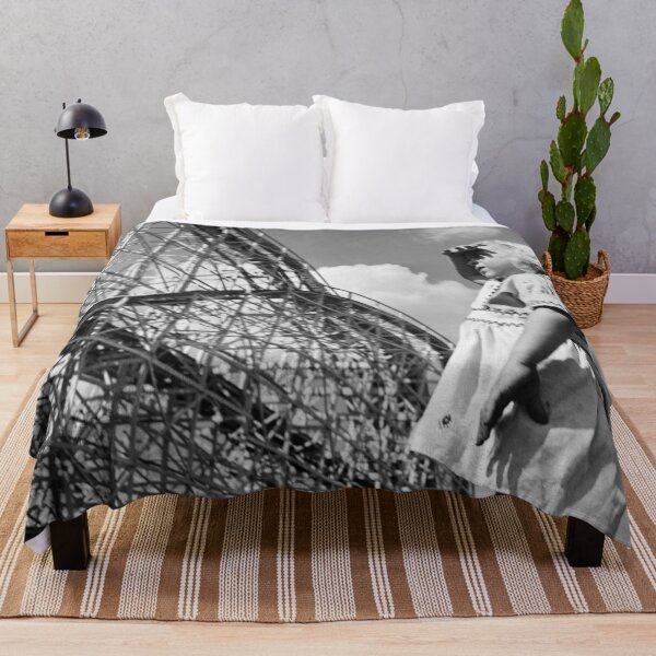 Item preview, The little general - Running up that hill - the roller coaster and the little girl inspirational vintage black and white photography designed and sold by Astrid Arkhangelsky.