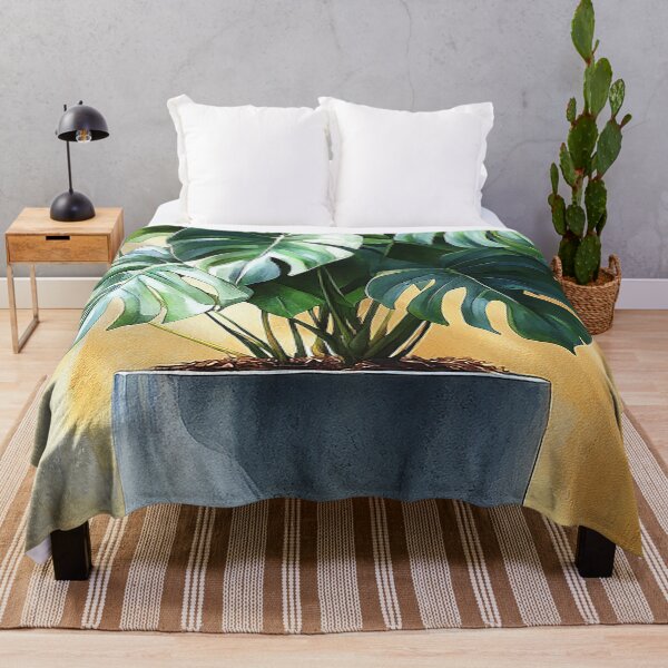 Item preview, Natures Perspective - A Poted Monstera Plant On A Sunny Table - Plant Art - Watercolor Art designed and sold by CastleBySea.