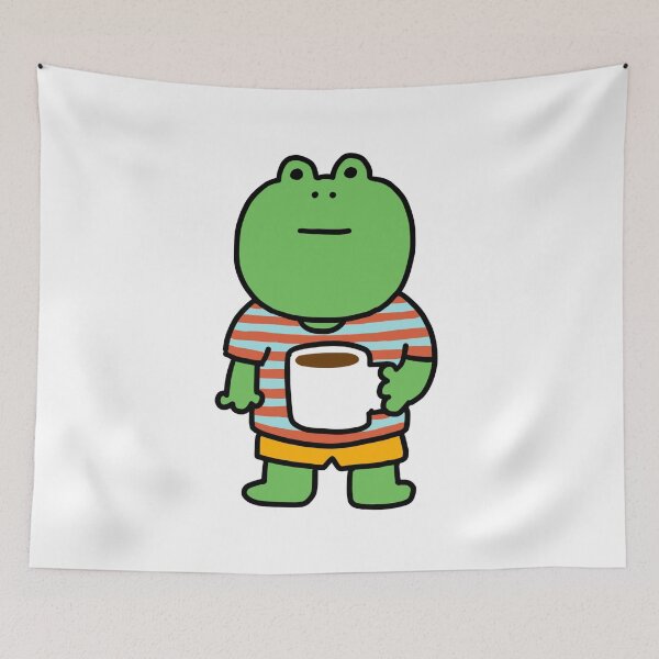 Item preview, Frog with a cup of coffee designed and sold by superbaechoo.