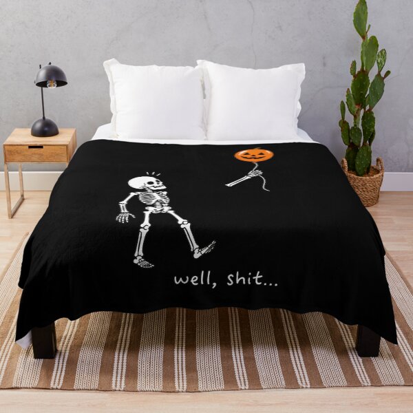 Item preview, Skeleton Losing Pumpkin Balloon Well Shit Funny Halloween Art designed and sold by SoyLamderma.