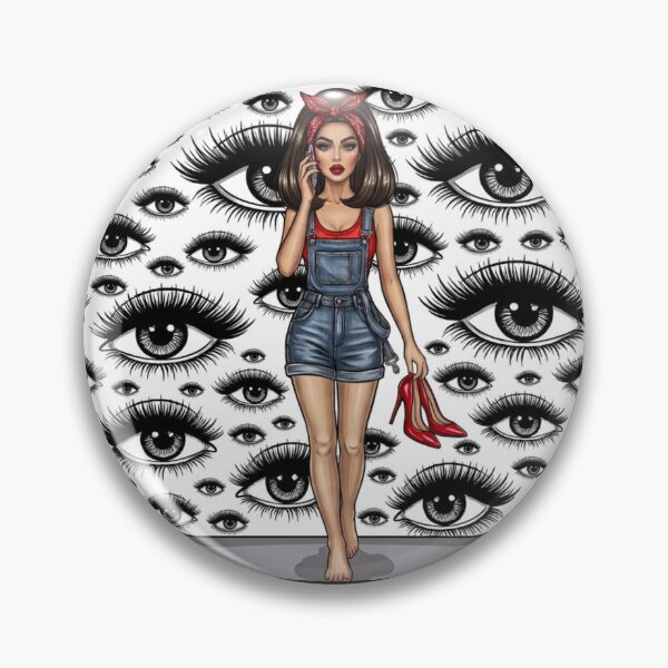 Item preview, Surreal Eyes Pattern Glamorous Woman With Red Heels Art designed and sold by MaRCAStro.