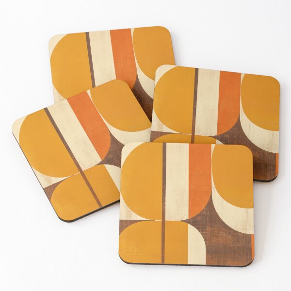 Item preview, 70s minimalist orange and yellow retro geometric pattern  designed and sold by LeAllureVintage.