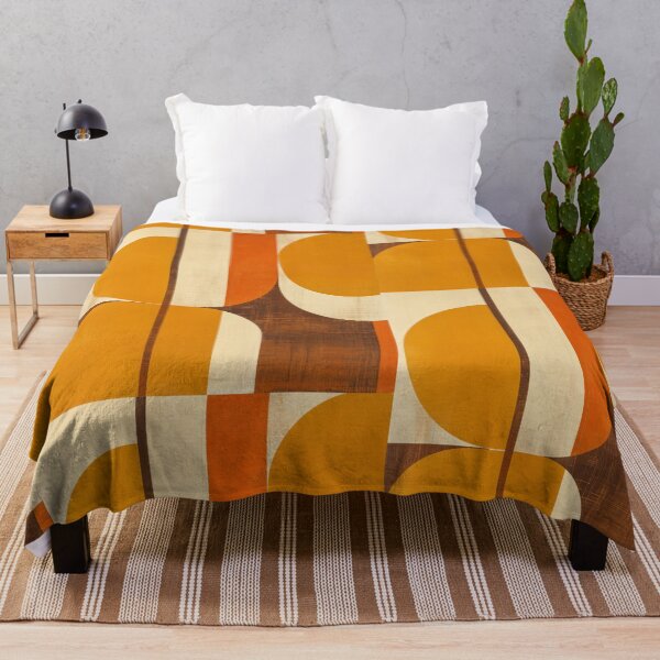 Item preview, 70s minimalist orange and yellow retro geometric pattern  designed and sold by LeAllureVintage.