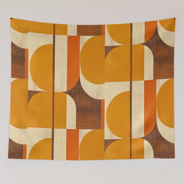 Item preview, 70s minimalist orange and yellow retro geometric pattern  designed and sold by LeAllureVintage.