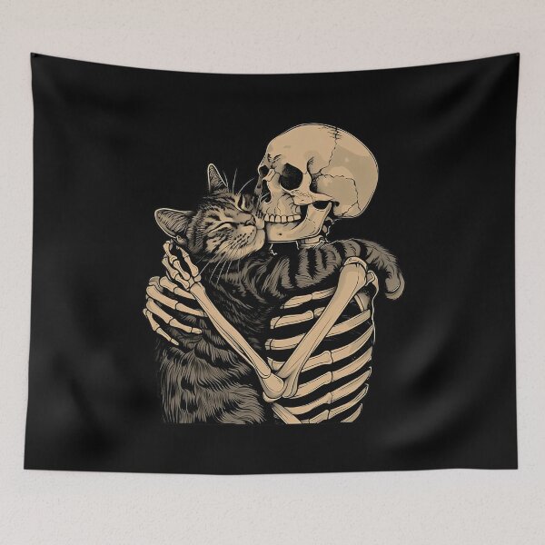 Item preview, Skeleton Hugging Cat - Funny Halloween Cat Lover  designed and sold by stoltenbergy.