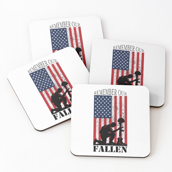 Item preview, Remember Our Fallen - Kneeling Soldier Battle Cross Flag designed and sold by Marshallamoakohene.