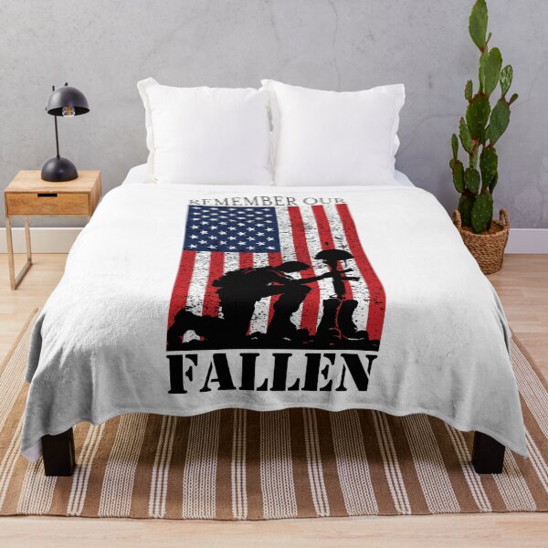 Item preview, Remember Our Fallen - Kneeling Soldier Battle Cross Flag designed and sold by Marshallamoakohene.