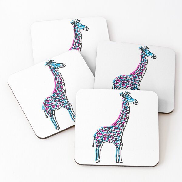 Item preview, Neon Cyan and Pink Giraffe with Black Linework designed and sold by Dyche Studio.