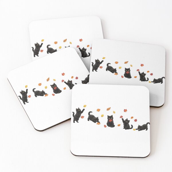 Item preview, Cute Black Cats Playing with Autumn Leaves designed and sold by tarzbol.