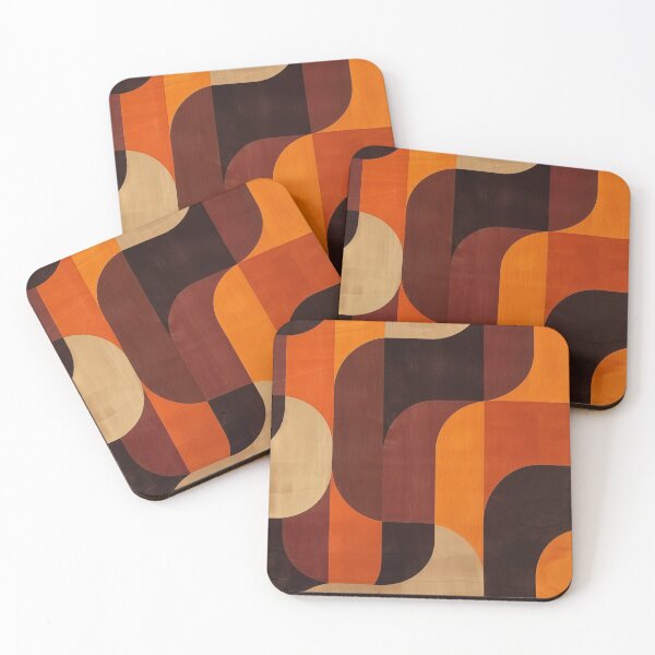 Item preview, 70s minimalist orange and brown retro waves pattern  designed and sold by LeAllureVintage.