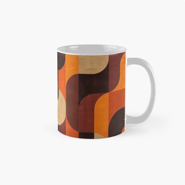 Item preview, 70s minimalist orange and brown retro waves pattern  designed and sold by LeAllureVintage.