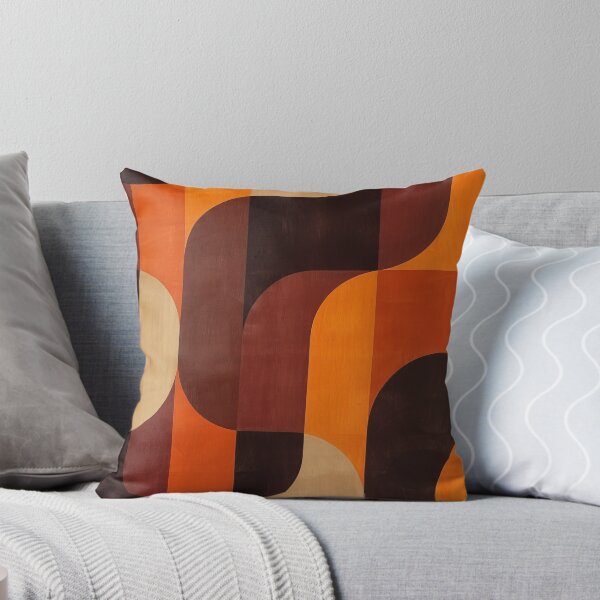 Item preview, 70s minimalist orange and brown retro waves pattern  designed and sold by LeAllureVintage.