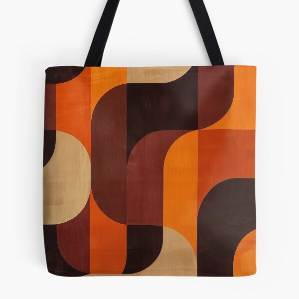 Item preview, 70s minimalist orange and brown retro waves pattern  designed and sold by LeAllureVintage.