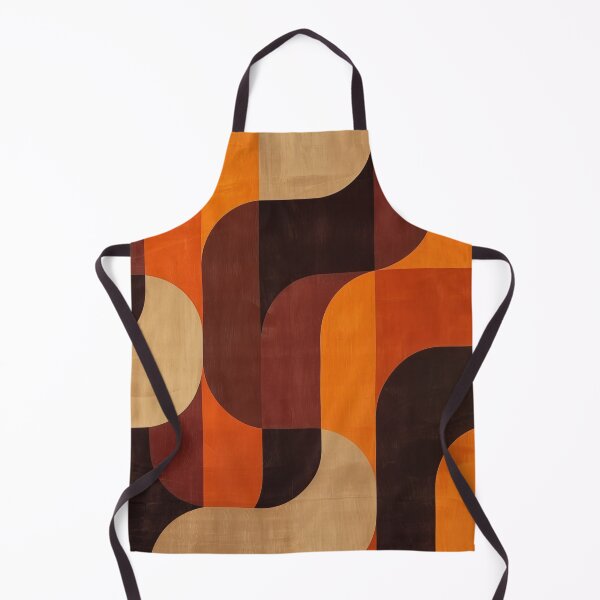 Item preview, 70s minimalist orange and brown retro waves pattern designed and sold by LeAllureVintage.