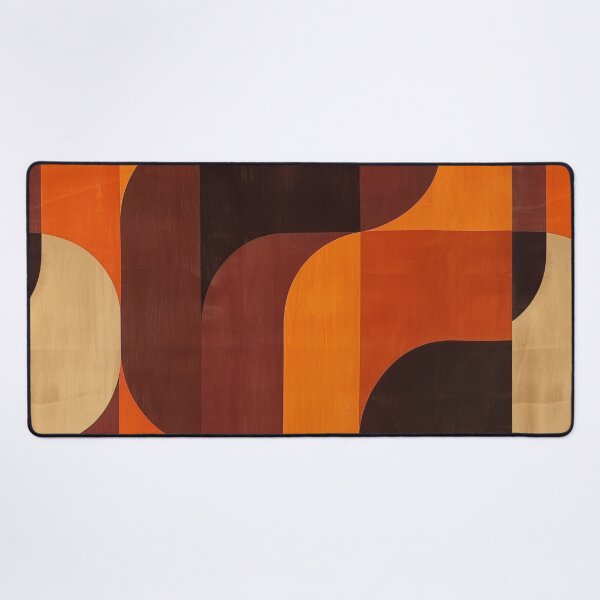 Item preview, 70s minimalist orange and brown retro waves pattern  designed and sold by LeAllureVintage.