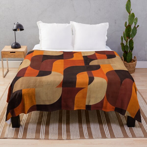 Item preview, 70s minimalist orange and brown retro waves pattern  designed and sold by LeAllureVintage.