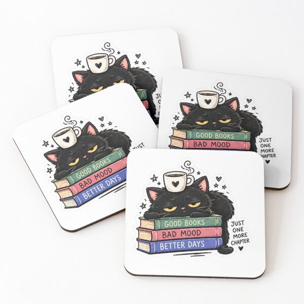 Item preview, Black Cat Reading Books Cozy Book Lover Art designed and sold by manexus.
