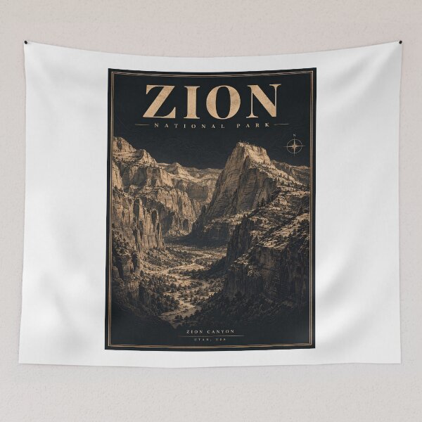 Item preview, Zion National Park Vintage Style Poster Utah Landscape Art (Digital Download) designed and sold by shopcanva.