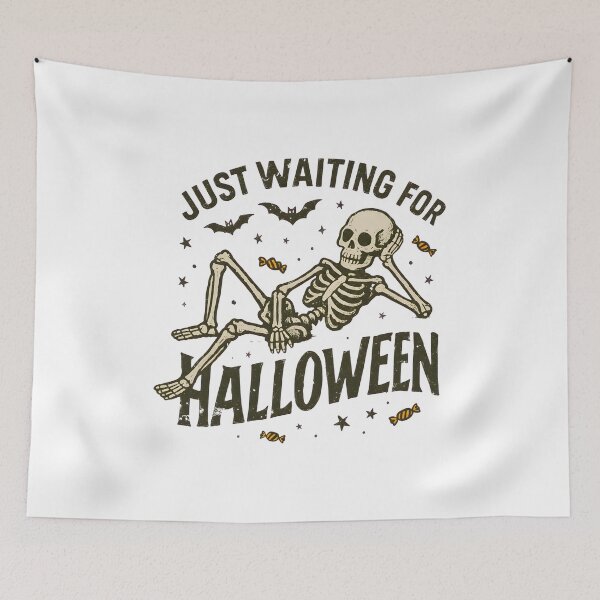 Item preview, Skeleton Just Waiting For Halloween Retro Design designed and sold by SoyLamderma.