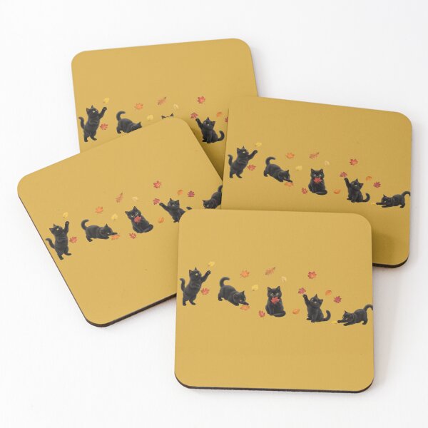 Item preview, Cute Black Cats Playing with Autumn Leaves designed and sold by tarzbol.
