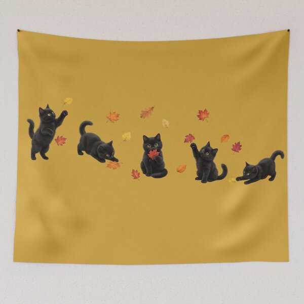Item preview, Cute Black Cats Playing with Autumn Leaves designed and sold by tarzbol.