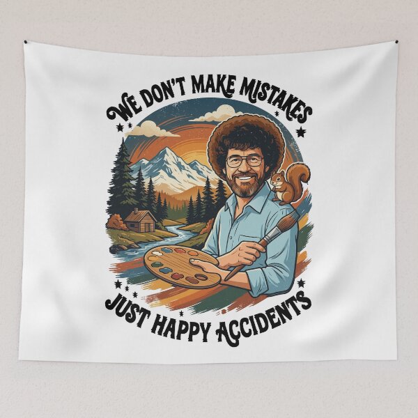 Item preview, Bob Ross Retro - We Don't Make Mistakes Just Happy Accidents designed and sold by Karamram Studio.