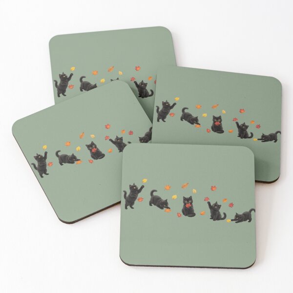 Item preview, Cute Black Cats Playing with Autumn Leaves designed and sold by tarzbol.