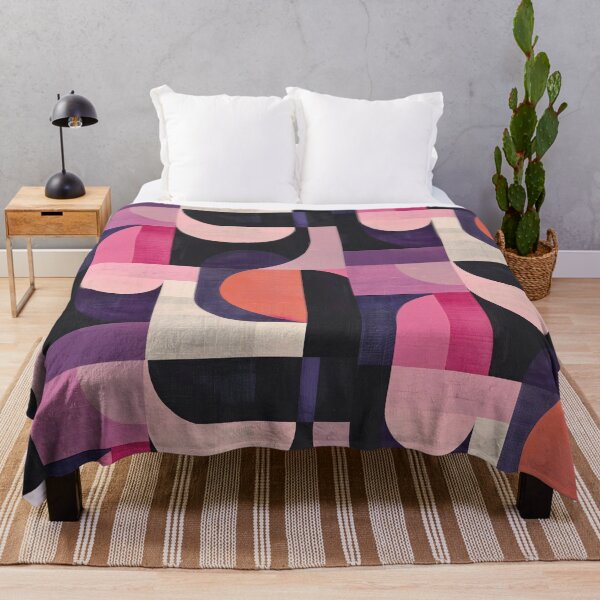 Item preview, 70s minimalist purple tones retro modern geometric pattern designed and sold by LeAllureVintage.