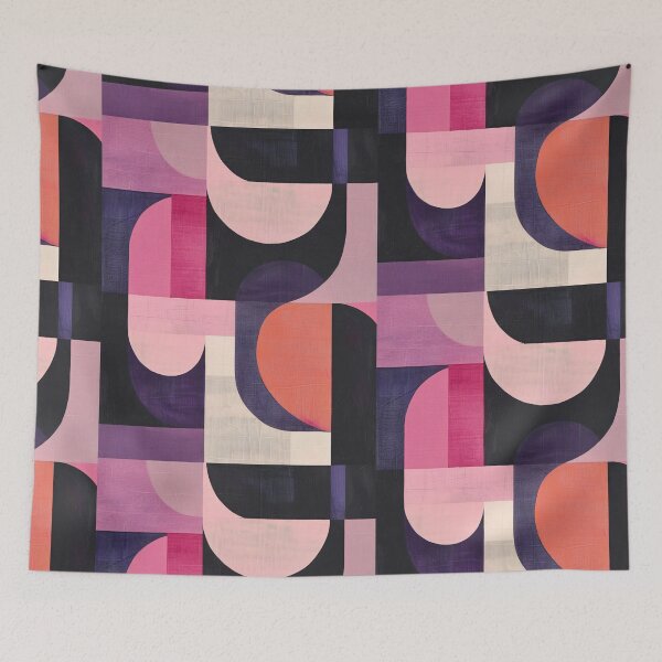 Item preview, 70s minimalist purple tones retro modern geometric pattern  designed and sold by LeAllureVintage.