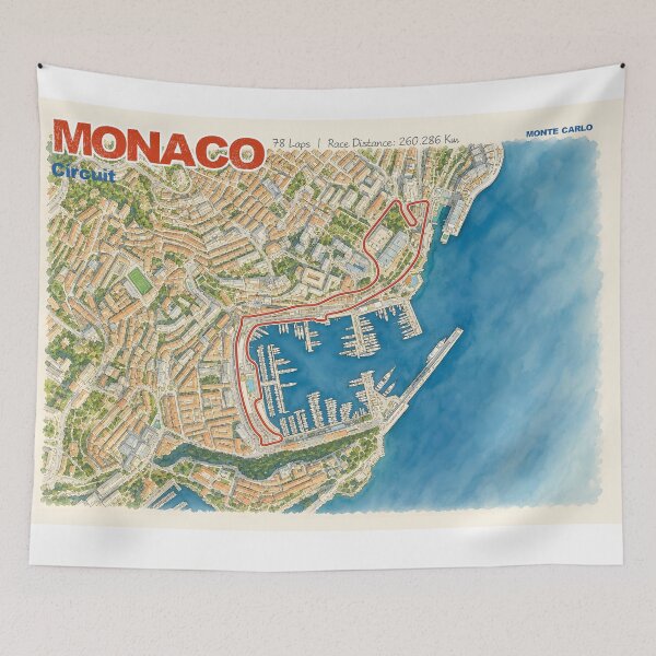 Item preview, Monte Carlo Watercolor Track Map designed and sold by Mariel  Toigo.