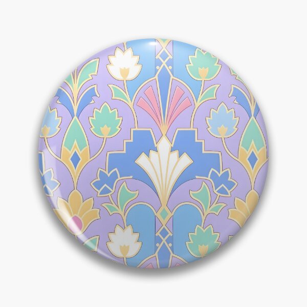 Item preview, Art Deco Blue and Gold Glitter Lotus Flower Pattern designed and sold by Sybille-Yates.