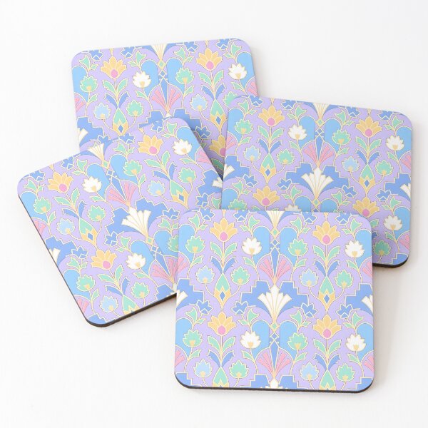 Item preview, Art Deco Blue and Gold Glitter Lotus Flower Pattern designed and sold by Sybille-Yates.