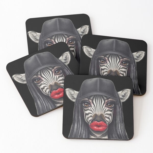 Item preview, Edgy Glamorous Zebra In Black Cap And Red Lips Art designed and sold by MaRCAStro.