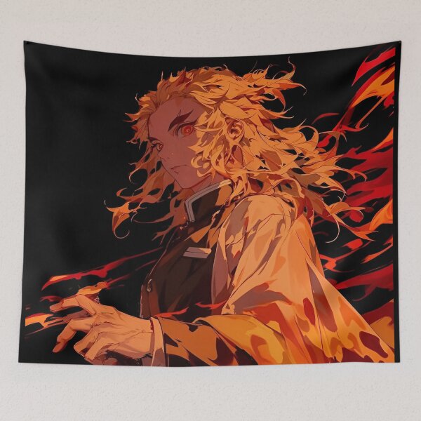 Item preview, Flame Warrior Anime Art – Fiery Swordsman Orange Flame Aesthetic designed and sold by Dyan4.