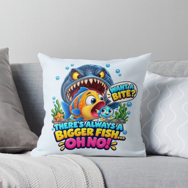 Item preview, There Always Bigger Fish Oh No Funny Cartoon Ocean Art designed and sold by M. Mamdouh Artworks.