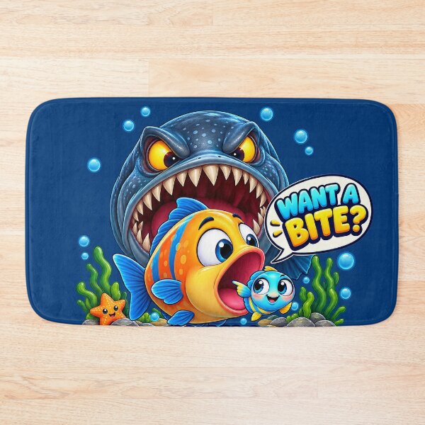 Item preview, There Always Bigger Fish Oh No Funny Cartoon Ocean Art designed and sold by M. Mamdouh Artworks.