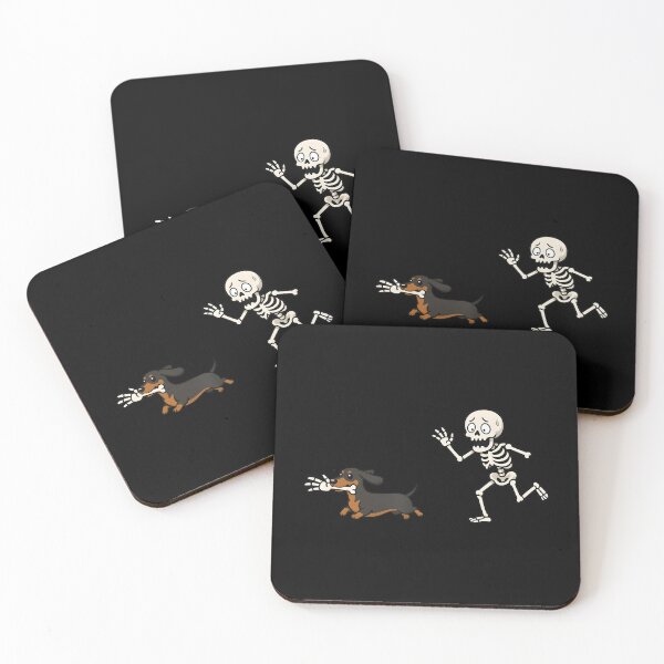 Item preview, Dachshund Dog Skeleton Chase Bone Funny Cartoon designed and sold by SoyLamderma.