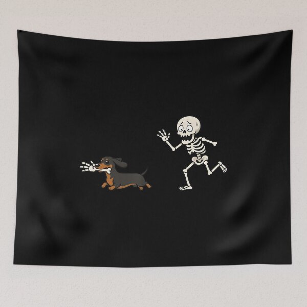 Item preview, Dachshund Dog Skeleton Chase Bone Funny Cartoon designed and sold by SoyLamderma.