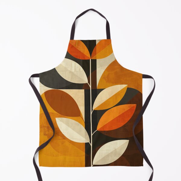 Item preview, 70s orange and brown retro nature leaves minimalist pattern designed and sold by LeAllureVintage.
