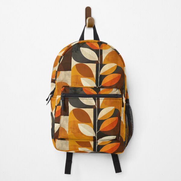 Item preview, 70s orange and brown retro nature leaves minimalist pattern designed and sold by LeAllureVintage.