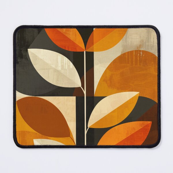 Item preview, 70s orange and brown retro nature leaves minimalist pattern  designed and sold by LeAllureVintage.
