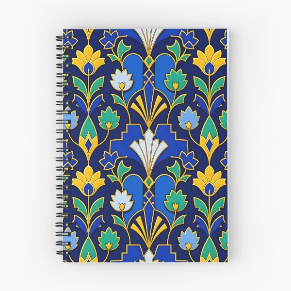Item preview, Art Deco Blue and Gold Glitter Lotus Flower Pattern designed and sold by Sybille-Yates.