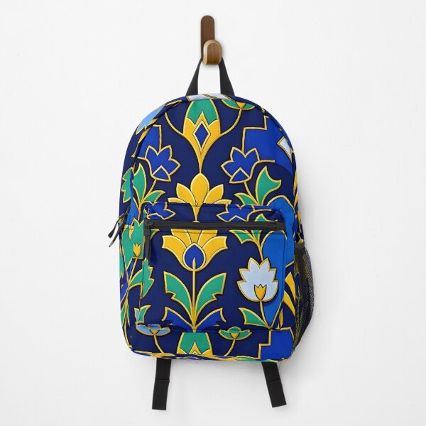 Item preview, Art Deco Blue and Gold Glitter Lotus Flower Pattern designed and sold by Sybille-Yates.