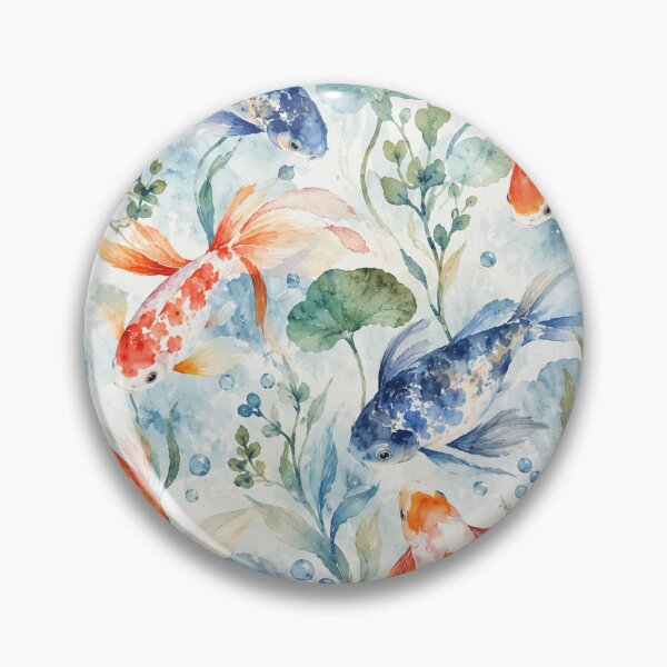 Item preview, Watercolour Koi Fish and Lily Pond Pattern designed and sold by Bakes Designs.