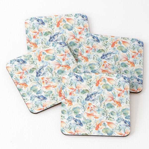 Item preview, Watercolour Koi Fish and Lily Pond Pattern designed and sold by Bakes Designs.
