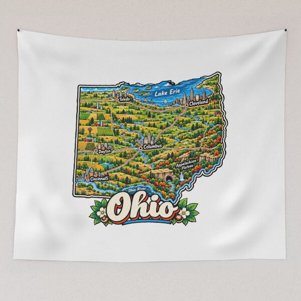 Item preview, Hand Drawn Ohio Travel Souvenir Landmark Gift designed and sold by MichaeIRellov.