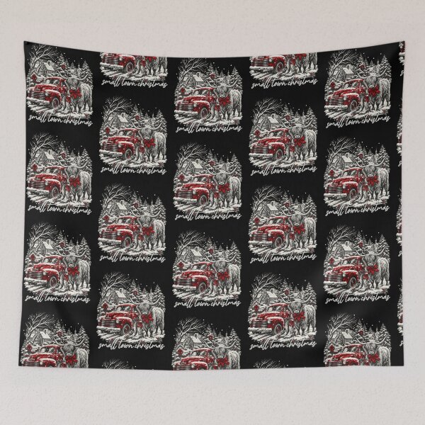 Item preview, Small Town Christmas Highland Cow Red Truck Holiday Graphic designed and sold by JpShop10.