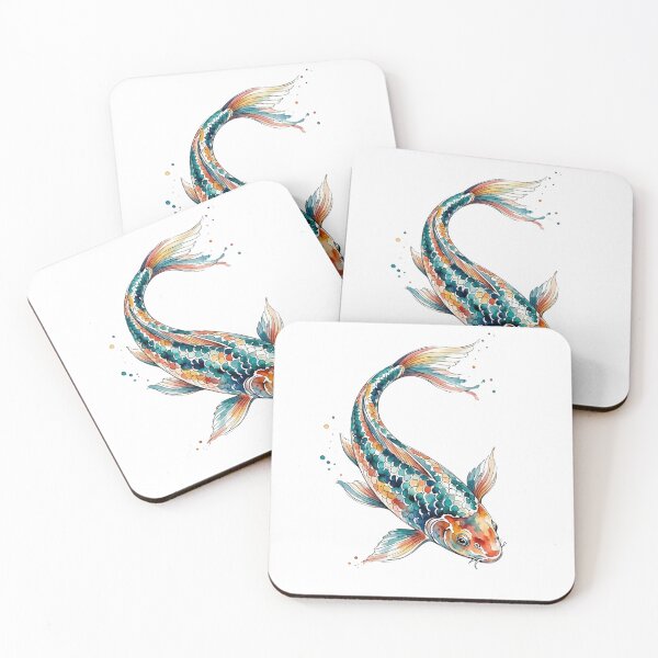 Item preview, Colorful Japanese Koi Watercolor Fish designed and sold by gkhanco.