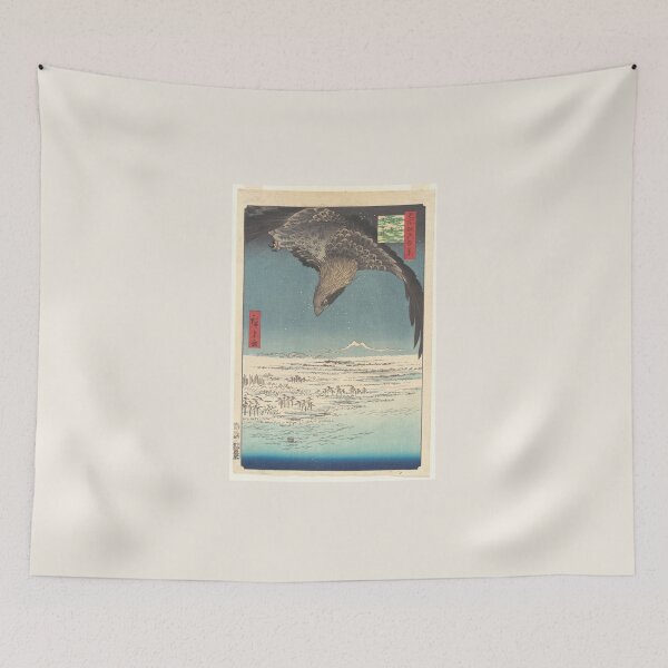 Item preview, Eagle over the Snowy Plain, Hiroshige, Japanese Winter Woodblock Print designed and sold by BrightSheetsArt.